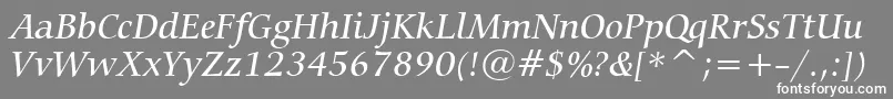 フォントCarminaMediumItalicBt – 灰色の背景に白い文字