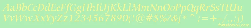 CarminaMediumItalicBt Font – Yellow Fonts on Green Background