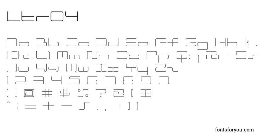 A fonte Ltr04 – alfabeto, números, caracteres especiais