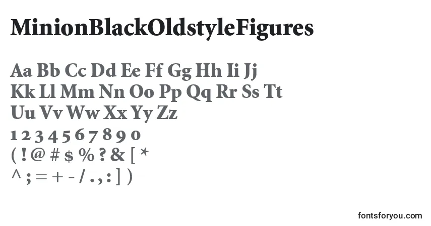 Czcionka MinionBlackOldstyleFigures – alfabet, cyfry, specjalne znaki