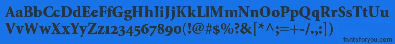 フォントMinionBlackOldstyleFigures – 黒い文字の青い背景