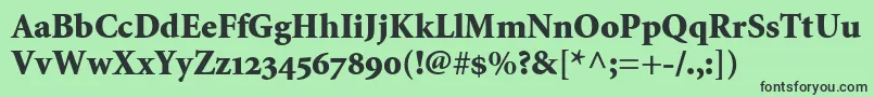 フォントMinionBlackOldstyleFigures – 緑の背景に黒い文字