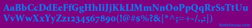 フォントMinionBlackOldstyleFigures – 紫色の背景に青い文字