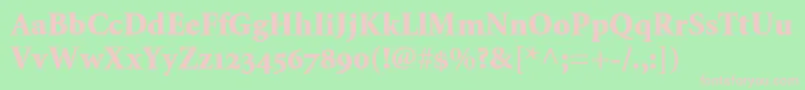 MinionBlackOldstyleFigures-fontti – vaaleanpunaiset fontit vihreällä taustalla
