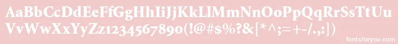 MinionBlackOldstyleFigures-fontti – valkoiset fontit vaaleanpunaisella taustalla