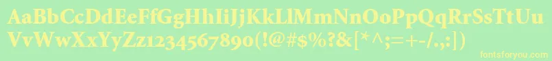 MinionBlackOldstyleFigures-fontti – keltaiset fontit vihreällä taustalla
