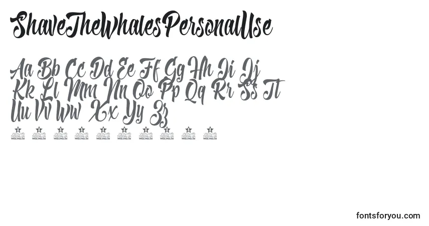 Czcionka ShaveTheWhalesPersonalUse – alfabet, cyfry, specjalne znaki