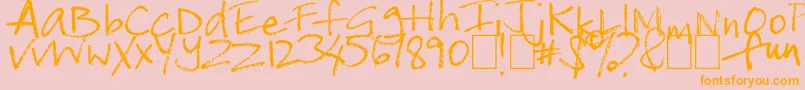 フォントLighthouse – オレンジの文字がピンクの背景にあります。