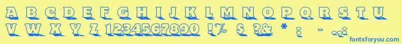 Fonte Toyland ffy – fontes azuis em um fundo amarelo