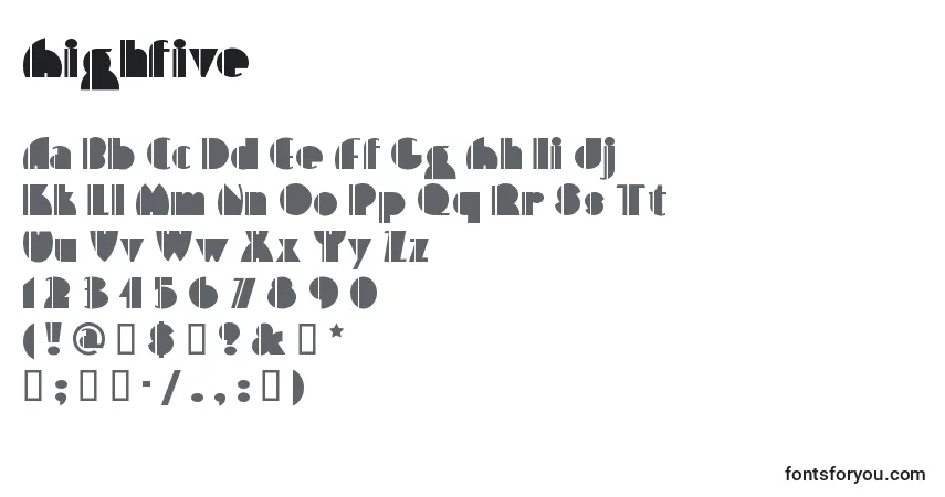 Schriftart Highfive – Alphabet, Zahlen, spezielle Symbole