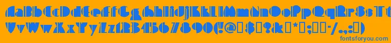 Highfive-Schriftart – Blaue Schriften auf orangefarbenem Hintergrund