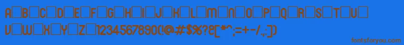 Roninset2-Schriftart – Braune Schriften auf blauem Hintergrund