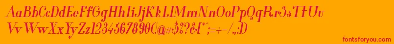 フォントGlamorBoldCondensedItalic – オレンジの背景に赤い文字