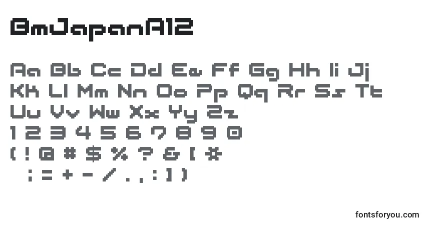 A fonte BmJapanA12 – alfabeto, números, caracteres especiais