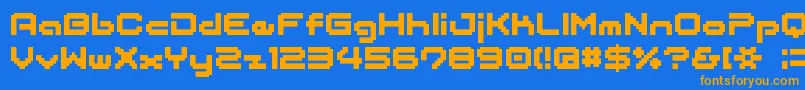 フォントBmJapanA12 – オレンジ色の文字が青い背景にあります。