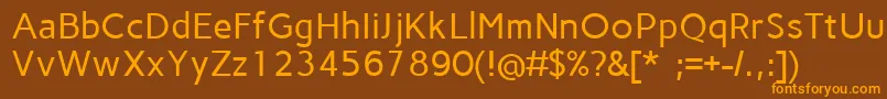 CarmeRegular-Schriftart – Orangefarbene Schriften auf braunem Hintergrund