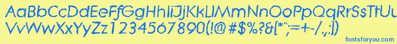 フォントLiterarandomBolditalic – 青い文字が黄色の背景にあります。