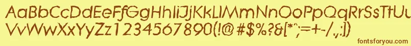 フォントLiterarandomBolditalic – 茶色の文字が黄色の背景にあります。