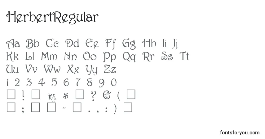 Czcionka HerbertRegular – alfabet, cyfry, specjalne znaki