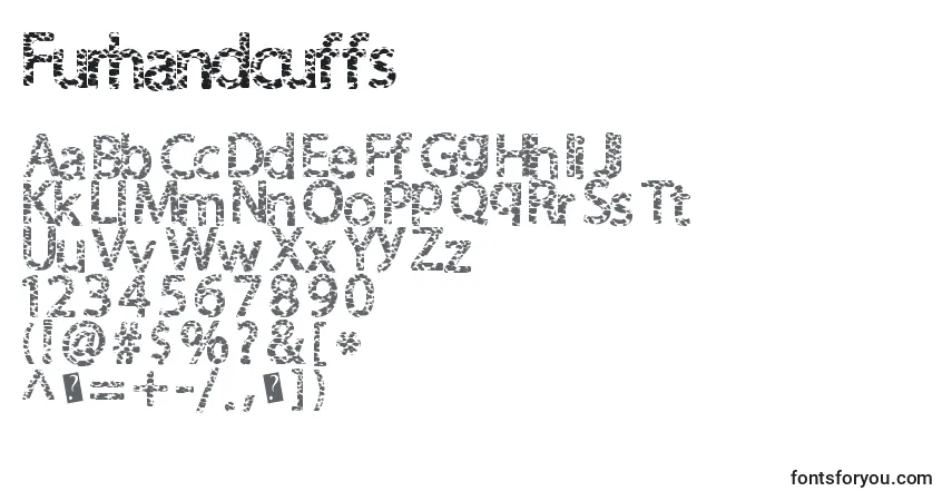 Czcionka Furhandcuffs – alfabet, cyfry, specjalne znaki
