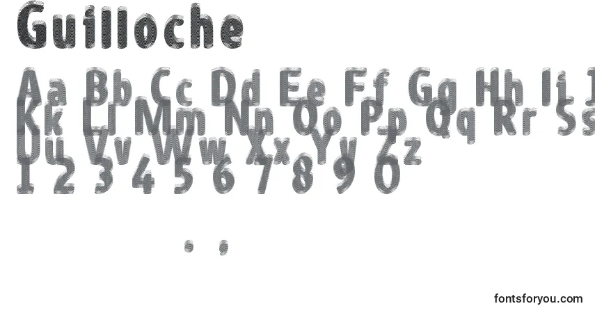 Guilloche-fontti – aakkoset, numerot, erikoismerkit
