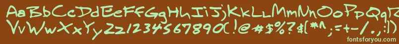 フォントLehn236 – 緑色の文字が茶色の背景にあります。