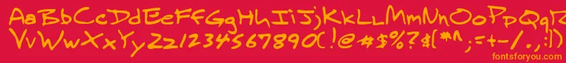 フォントLehn236 – 赤い背景にオレンジの文字