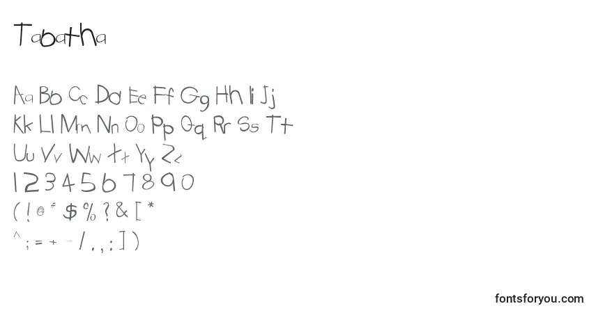 Шрифт Tabatha – алфавит, цифры, специальные символы