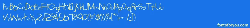 フォントTabatha – 黄色の文字、青い背景