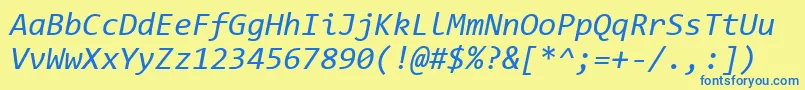 CodeNewRomanI Font – Blue Fonts on Yellow Background