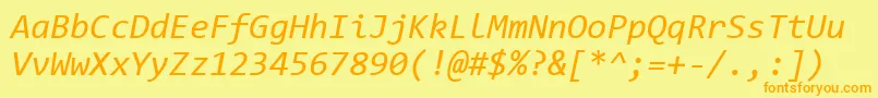 CodeNewRomanI Font – Orange Fonts on Yellow Background