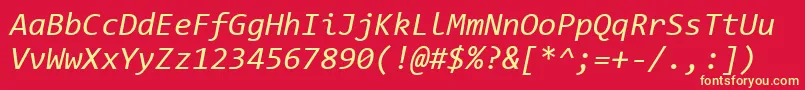 Fonte CodeNewRomanI – fontes amarelas em um fundo vermelho