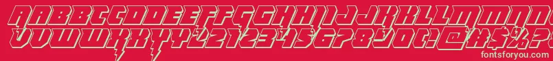 Thundertitan3D-Schriftart – Grüne Schriften auf rotem Hintergrund