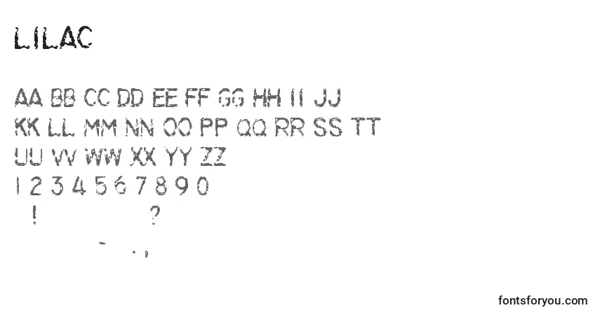 Czcionka Lilac – alfabet, cyfry, specjalne znaki