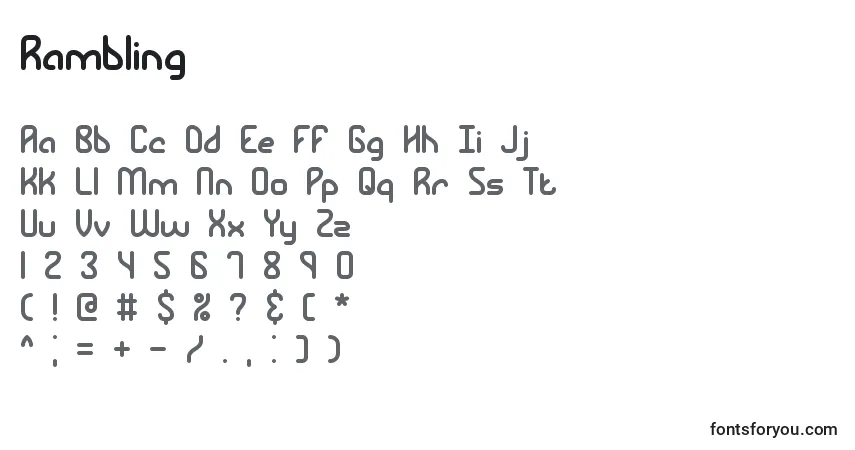 Ramblingフォント–アルファベット、数字、特殊文字