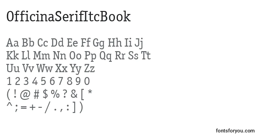 Czcionka OfficinaSerifItcBook – alfabet, cyfry, specjalne znaki