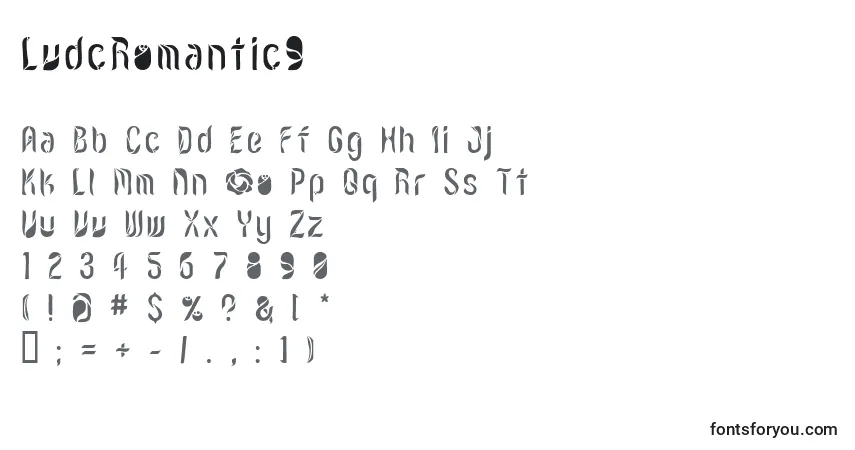 Schriftart LvdcRomantic9 – Alphabet, Zahlen, spezielle Symbole