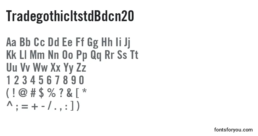 Schriftart TradegothicltstdBdcn20 – Alphabet, Zahlen, spezielle Symbole