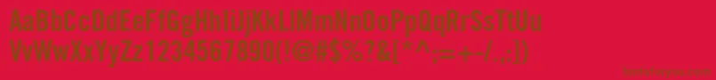 TradegothicltstdBdcn20-fontti – ruskeat fontit punaisella taustalla