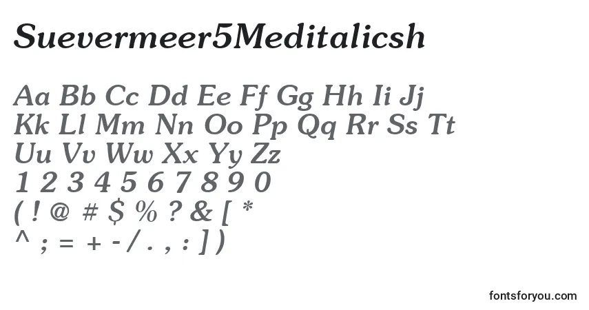 Czcionka Suevermeer5Meditalicsh – alfabet, cyfry, specjalne znaki