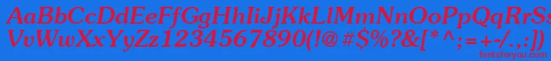 Suevermeer5Meditalicsh Font – Red Fonts on Blue Background