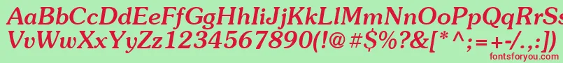 Suevermeer5Meditalicsh Font – Red Fonts on Green Background