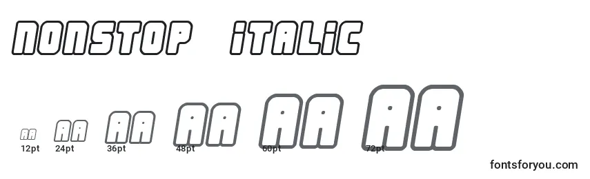 Tamanhos de fonte Nonstop  Italic 