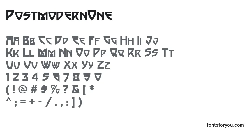 Fuente PostmodernOne - alfabeto, números, caracteres especiales
