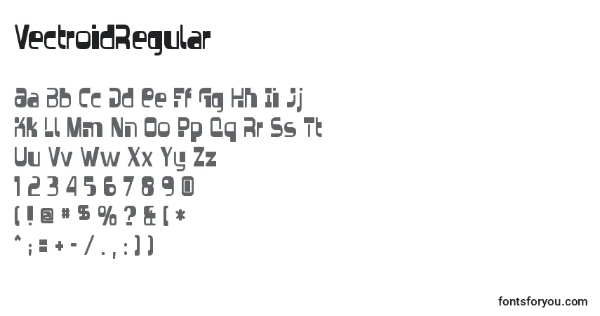 A fonte VectroidRegular – alfabeto, números, caracteres especiais