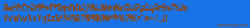 フォントVectroidRegular – 茶色の文字が青い背景にあります。