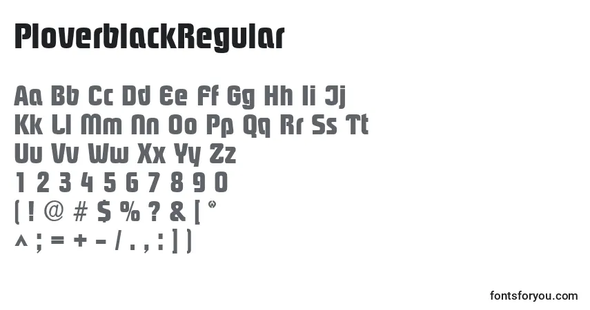 Шрифт PloverblackRegular – алфавит, цифры, специальные символы
