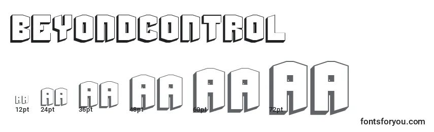 Beyondcontrol-fontin koot