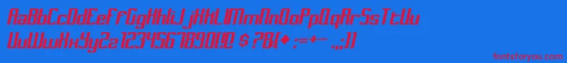 DymedaItalic Font – Red Fonts on Blue Background