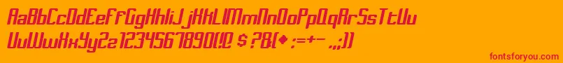 DymedaItalic-Schriftart – Rote Schriften auf orangefarbenem Hintergrund